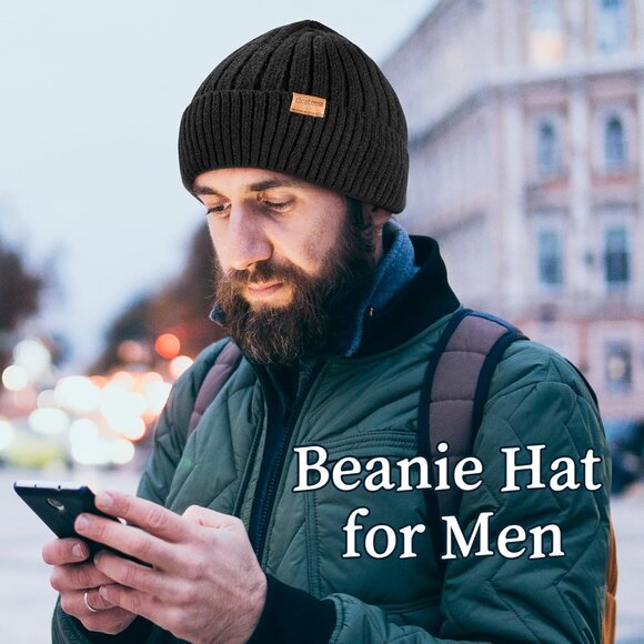 Ocatoma Winter Beanie Hat for Men Women Soft Lined Cuffed Ski Knitted Toque - Picture 5 of 9